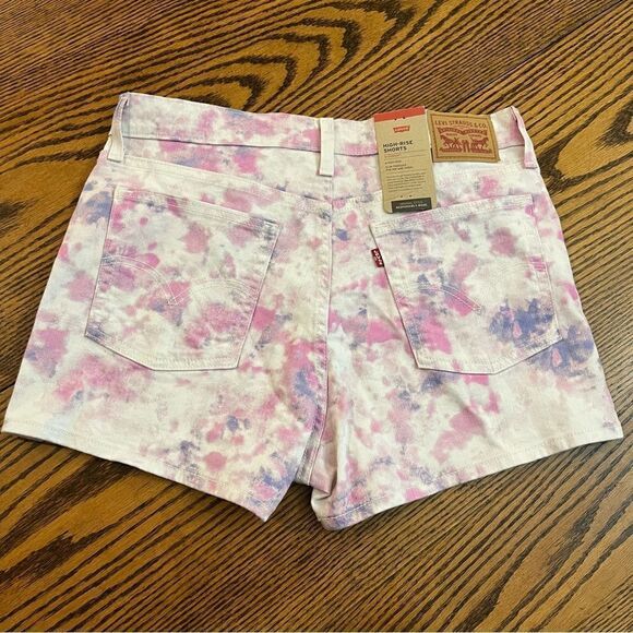 Levi’s High Rise Shorts White, Purple/Lavender & Pink Tie Dye Size 14/32 Denim - Picture 2 of 8